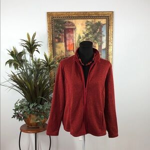 Croft & Barrow Women Red Cowl Neck Sweatshirt Size PL Full Zip Front Long Sleeve